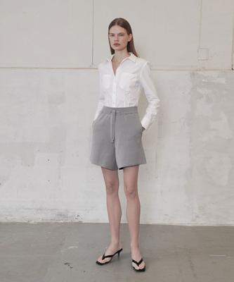 Ssikeoseun Drawstring Knit Shorts_Grey