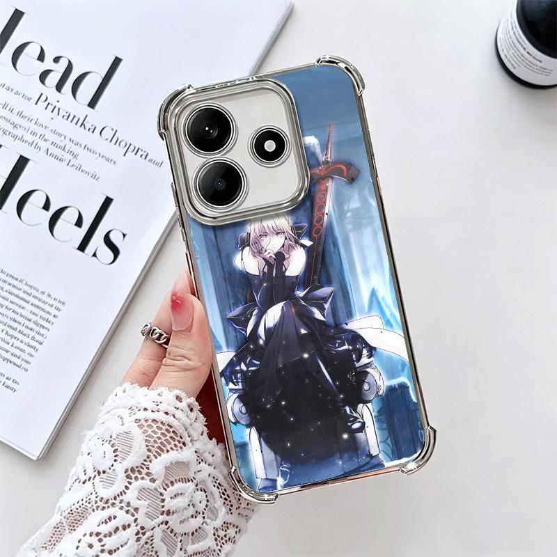 

Fate Zero Stay Night Saber Plating Phone Case For Xiaomi Redmi Note 14 15 Pro Plus 13 12 11 11S 11T 10 9S 9 5G Anti-Fall Airabag Redmi Note 15 Pro 4G
