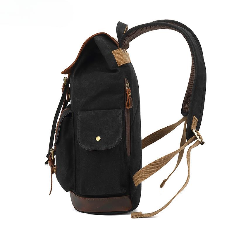 Backpack Men's Travel Computer Backpack Student Retro Travel Book Bag Oil Waxed Canvas