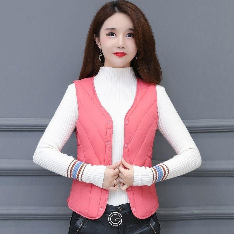 Vest women's thickened down cotton vest warm short vest close-fitting liner