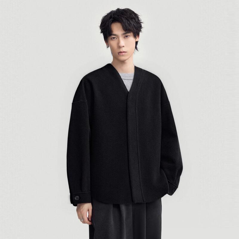 HERBEL Men's Wool-Silk Blend Short Overcoat