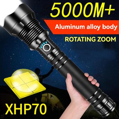 Leistungsstarke LED-Taschenlampe Superhelle Laterne Zoom-Taschenlampe USB-wiederaufladbar Leistungsstarke Handlampe Camping Outdoor Angeln
