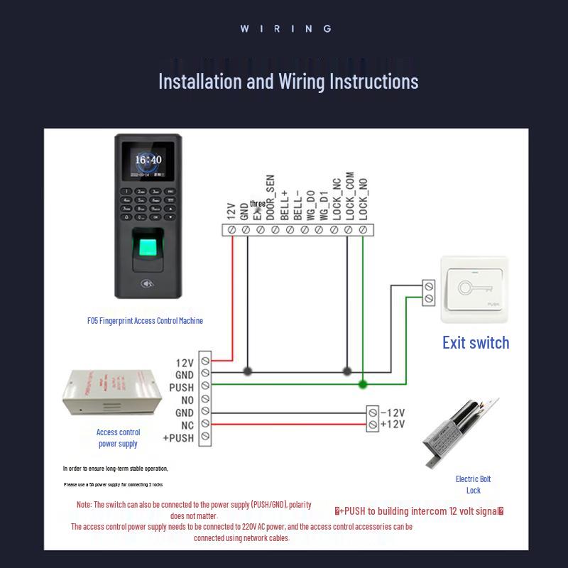 Realand F055 Fingerprint Access Control System CN Plug (adapter Included)
