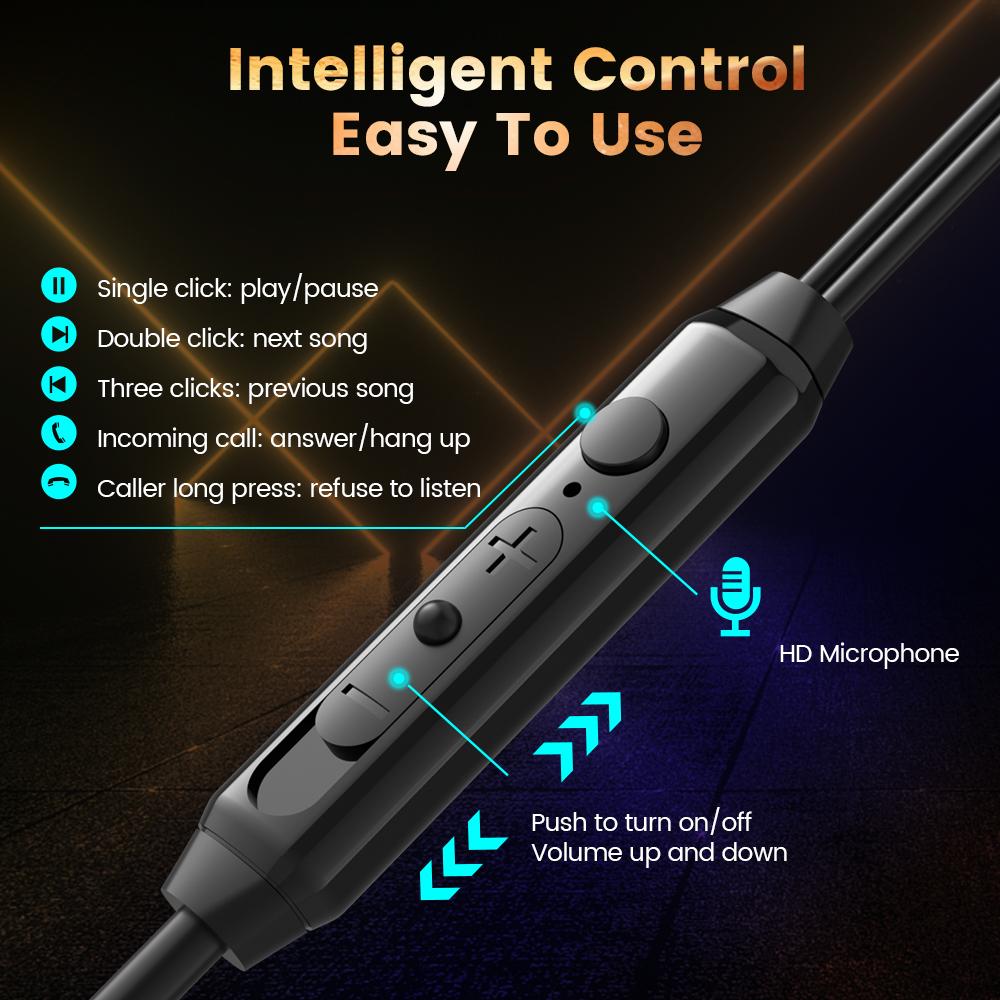Game Wired Headphones With Dual Microphones Type C 3.5mm In-ear Earphones HiFi Stereo Headsets Sport Gaming Headphone For Phone