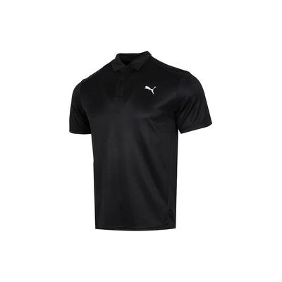 Solid Color Running Fitness Short Sleeve Polo Shirt Men Tops Black 682914-01