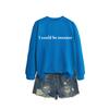 Womens Oversized Crewneck Sweatshirt With Minimalist I Could Be Meaner Print - Cotton Blend Loose Fit