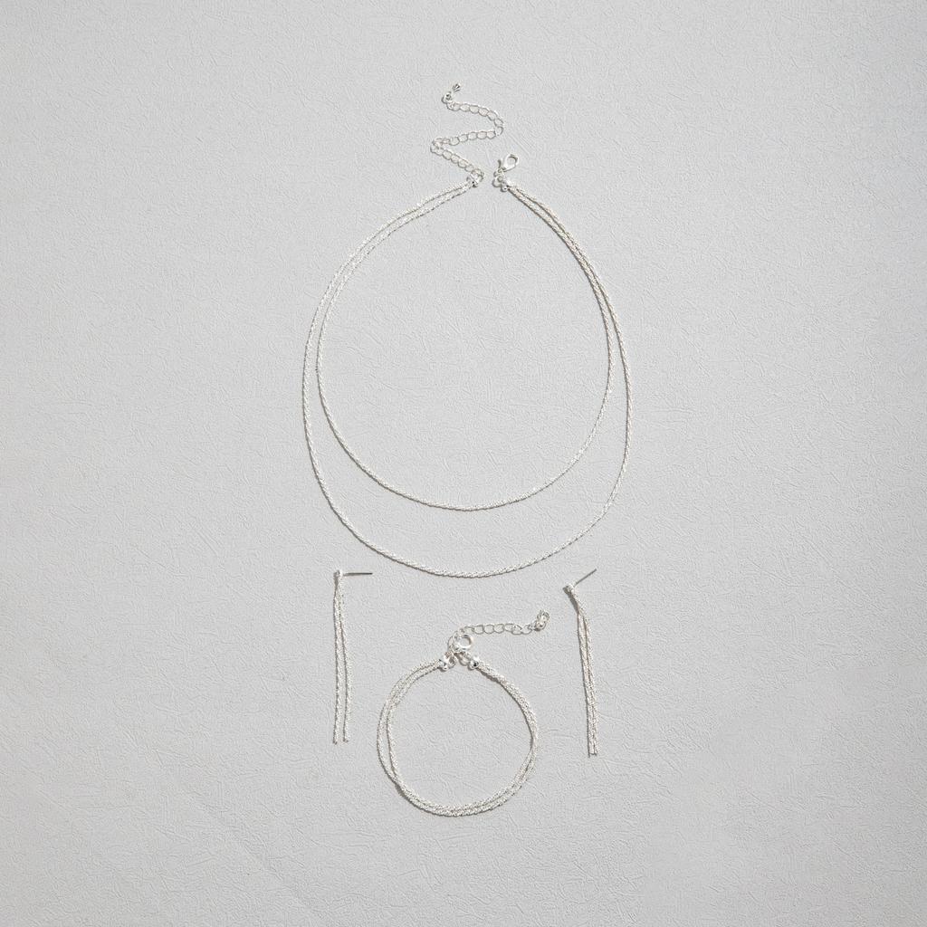 Colar, Brincos, Pulseira de Strass Brilhante Europeu e Americano, Temperamento Simples, Colar, Brincos, Conjunto de Joias de Três Peças.