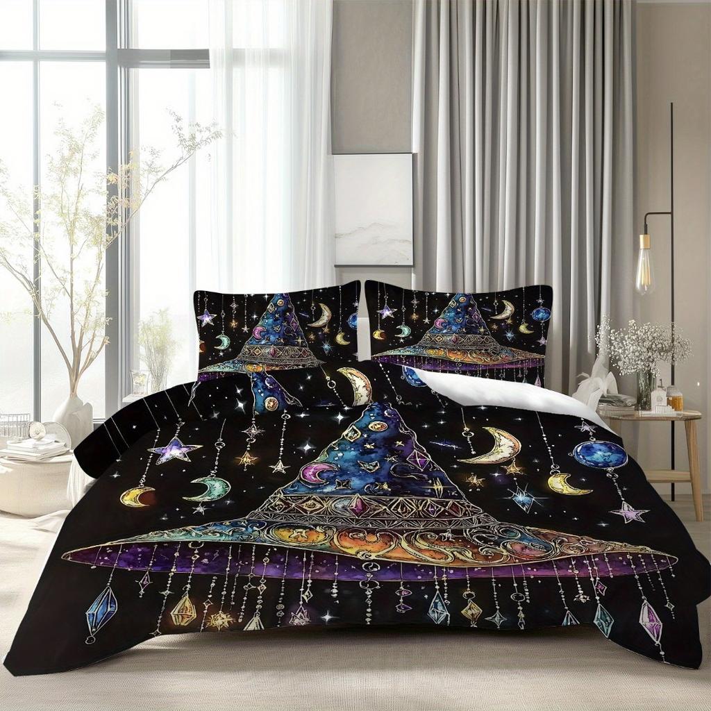 Fantastic Sparkling Jewelry Hat Print Bedding Set Soft Duvet Cover King Queen Twin Single Size Birthday Gift Bedroom Decoration