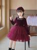 Velvet Layered Princess Dress for Baby Girls - Flower Girl and Birthday Party Gown
