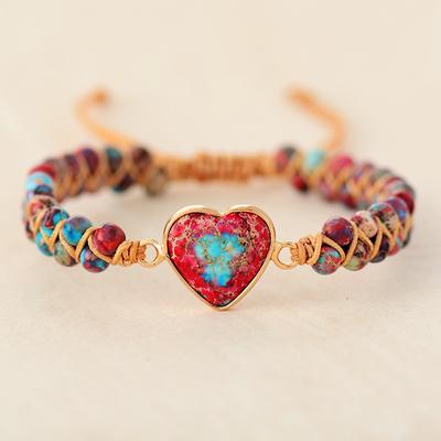 Stone Heart String Braided Macrame Braclet Wrist Wrap Femme Women Jewelry Accessory