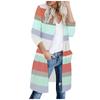 Mote Kvinner Casual Striper Lappverk Langermet Cardigan Bluse Topper