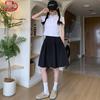 Women's College Style Pleated A-Line High-Waist Skirt