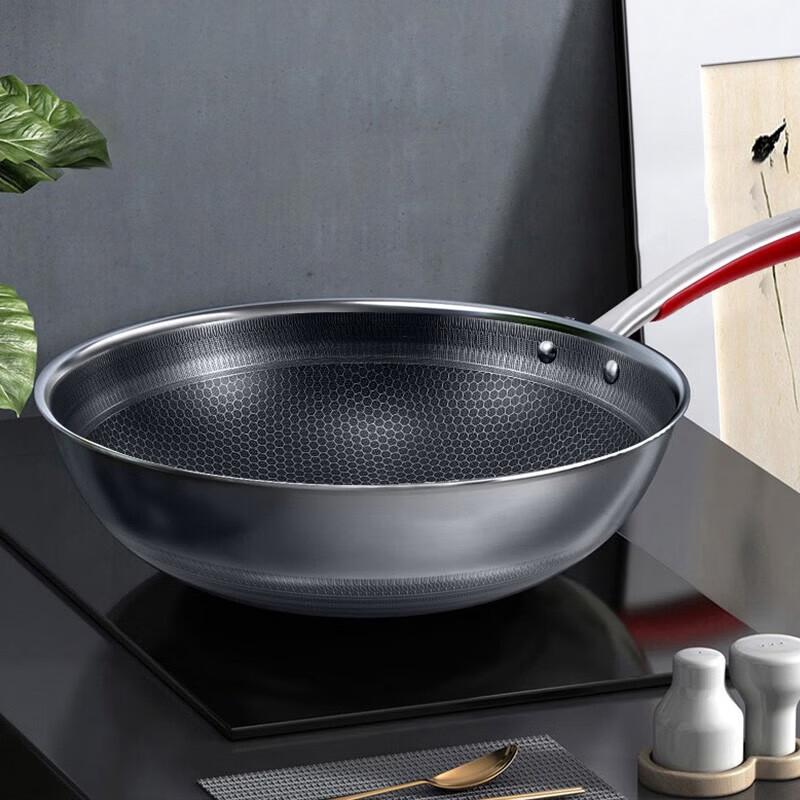 KOBACH 30cm 304 Stainless Steel Honeycomb Wok