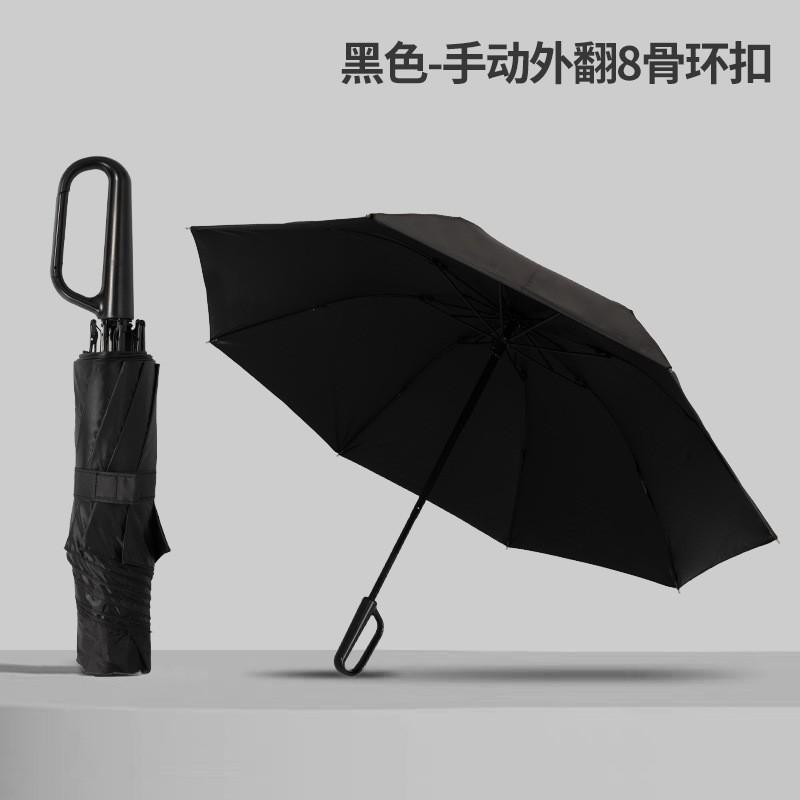 Large custom logo printing automatic ring buckle umbrella folding portable enlarged reinforced hook weather and rain shading