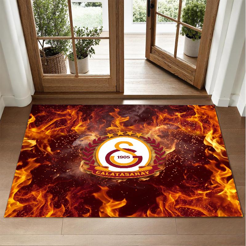 Galatasaray FC Design Crystal Velvet Rug Soft Decorative Mat for Bedroom Entrance