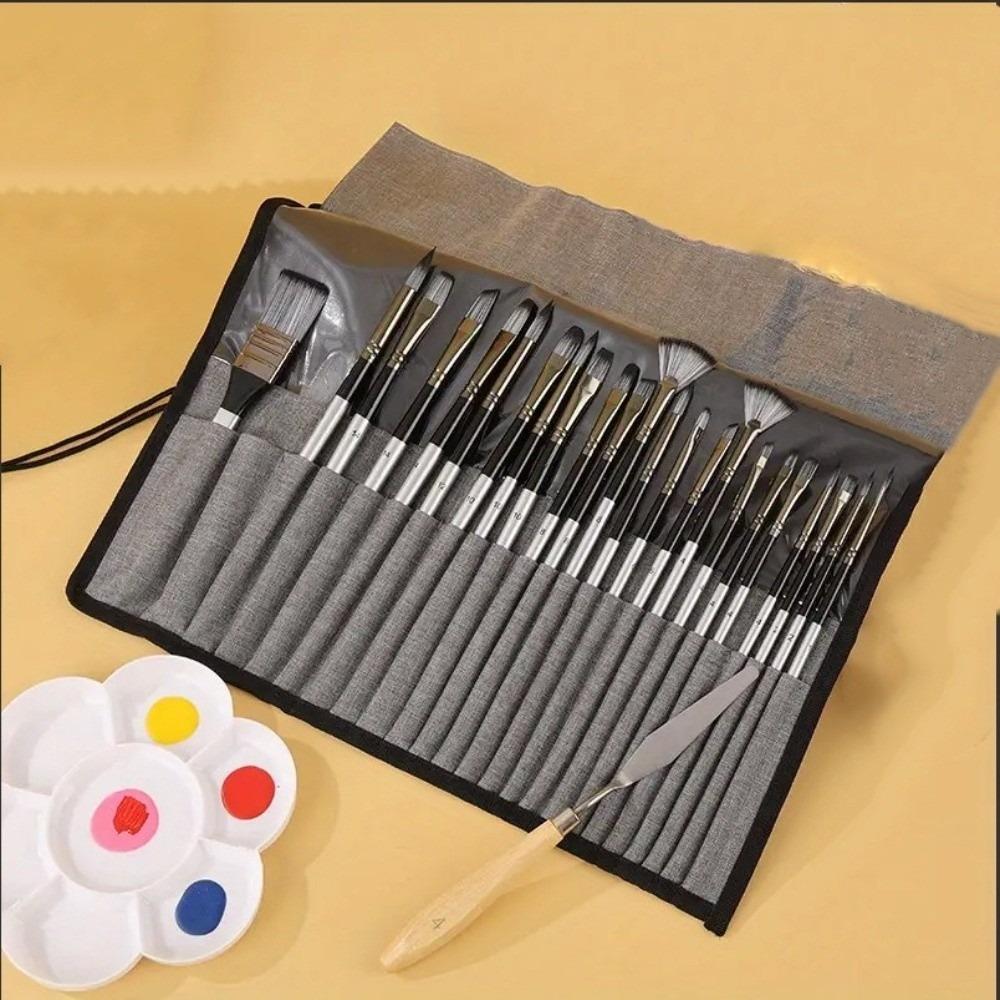 24pcs/set DIY Art Nylon Brush Set Nylon Hair Artist Paint Brushes  Watercolor Painting