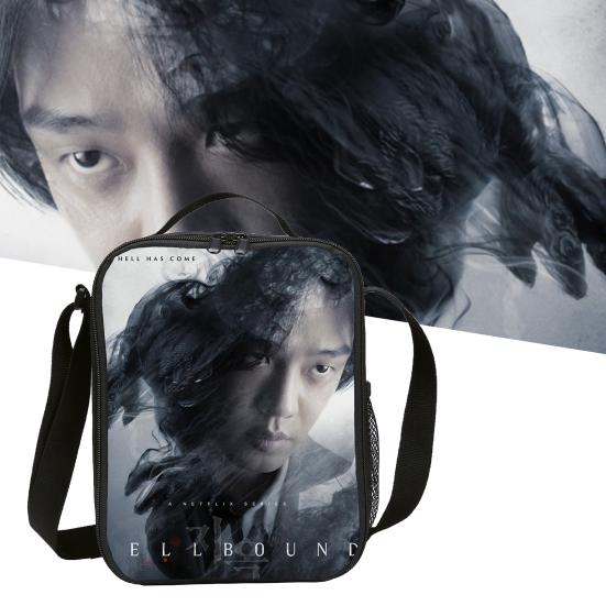 

Стабильная сумка для обеда на молнии с двумя головками, тема «Адская тема», стиль телевизионной игры, полиэстеровая сумка для доставки еды для студентов