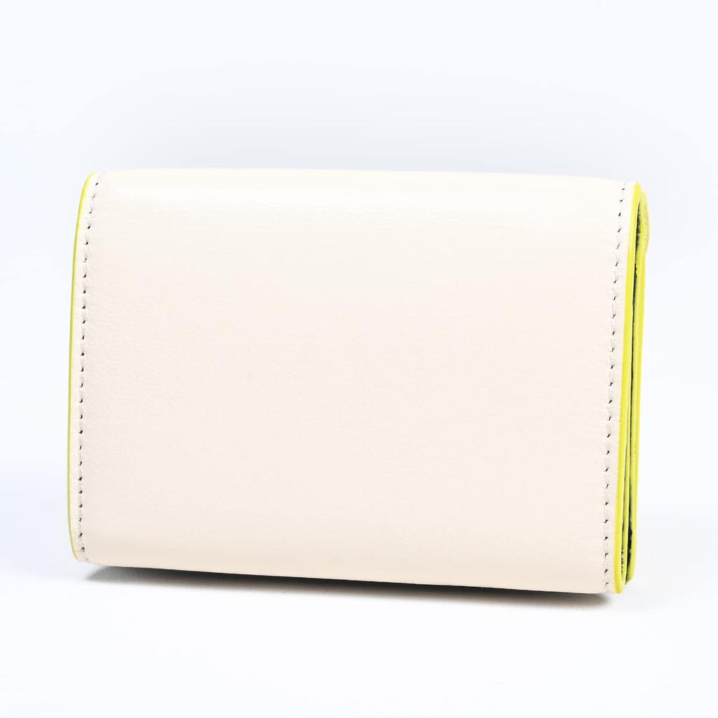 Marni Trifold Wallet Mini Wallet Smart Wallet Calf Leather Talc Light Lime PFMO0056U1 P2644 Z638V Women's [Item]