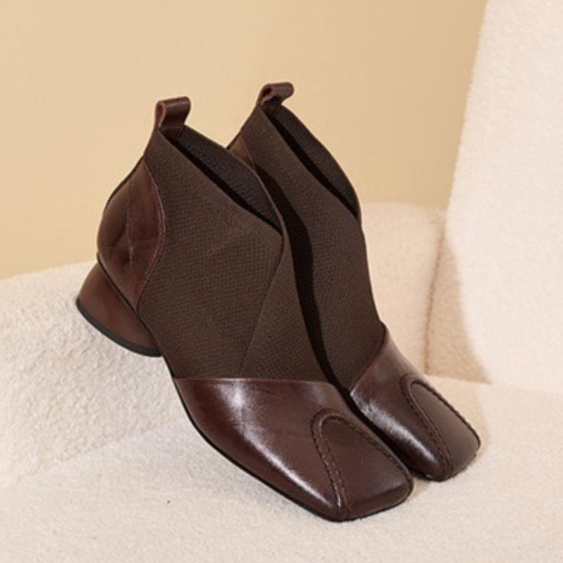 Modă Femei Botine Pantofi cu Vârf Pătrat Femei Iarnă Designer Elegant Rochie Suedeză Platformă Chelsea Femei Cizme Pantofi cu Toc Gros