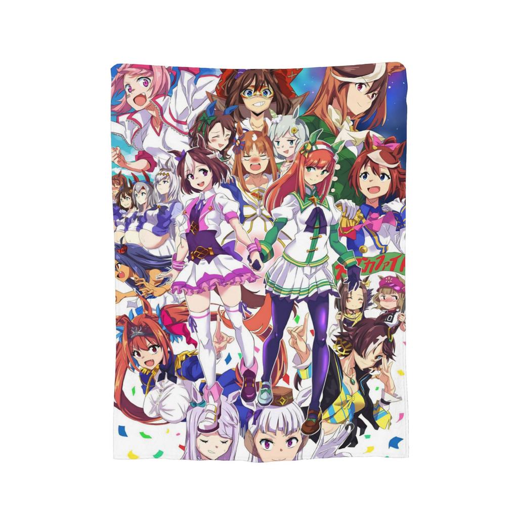 Uma Musume Pretty Derby Blanket Fleece Textile Decor Animals Anime Portable Ultra-Soft Throw Blankets for Sofa Bedroom Quilt