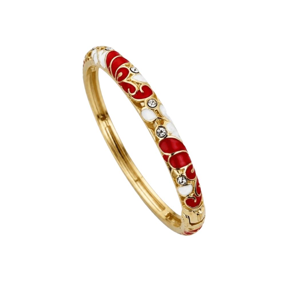 Enamel Vintage Cloisonne Bangle Classic Women's Hand Bracelet Dainty Flower Crystal Bangle Women