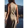 Spring New Elegant Sexy Pleated Long Formal Dress Silk Satin Texture Midi Skirt Dress 2124305