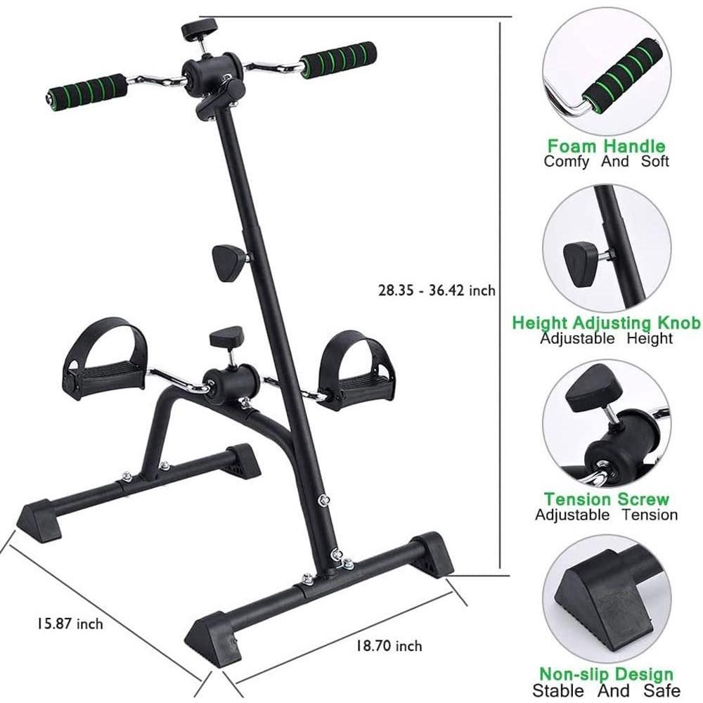 Pedal Exerciser Bike Hand Arm Leg and Knee Peddler Adjustable Fitness Equipment for Seniors, Elderly Home Pedal Exercise Bike for Total Body