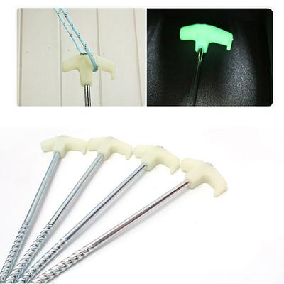 4pcs White Reusable Luminous Steel Tent Pegs 25cm Helix Shaped Outdoor Camping