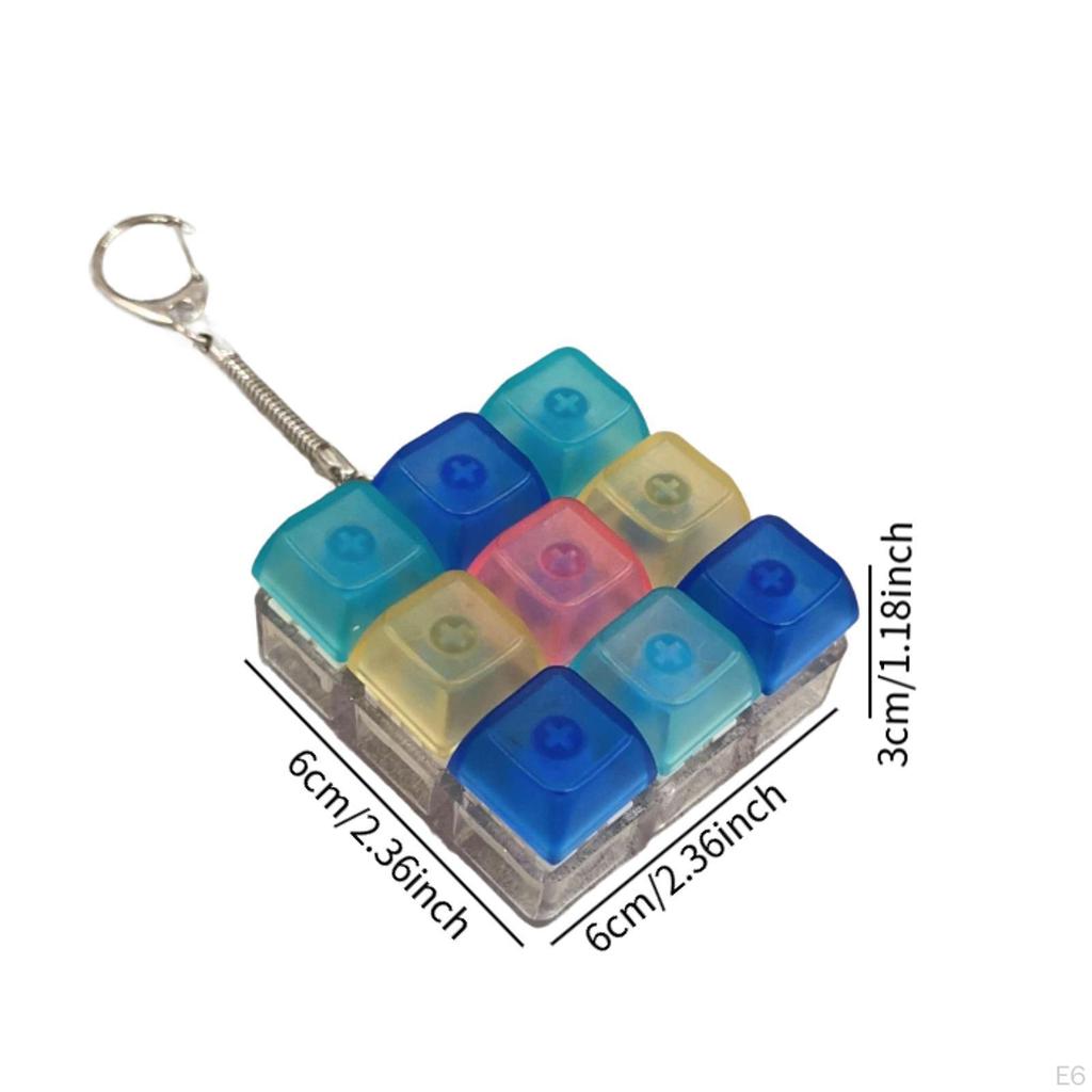 Fidget Keychain Mechanical Key Button 9-Button for Office Home Gift Birthday Drive Away