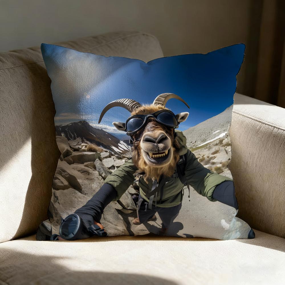 Spooky Goat Face Pillow Case Pillowcase, Double-sided Printed, Sofa Cushion, Bedroom Headboard Pillow