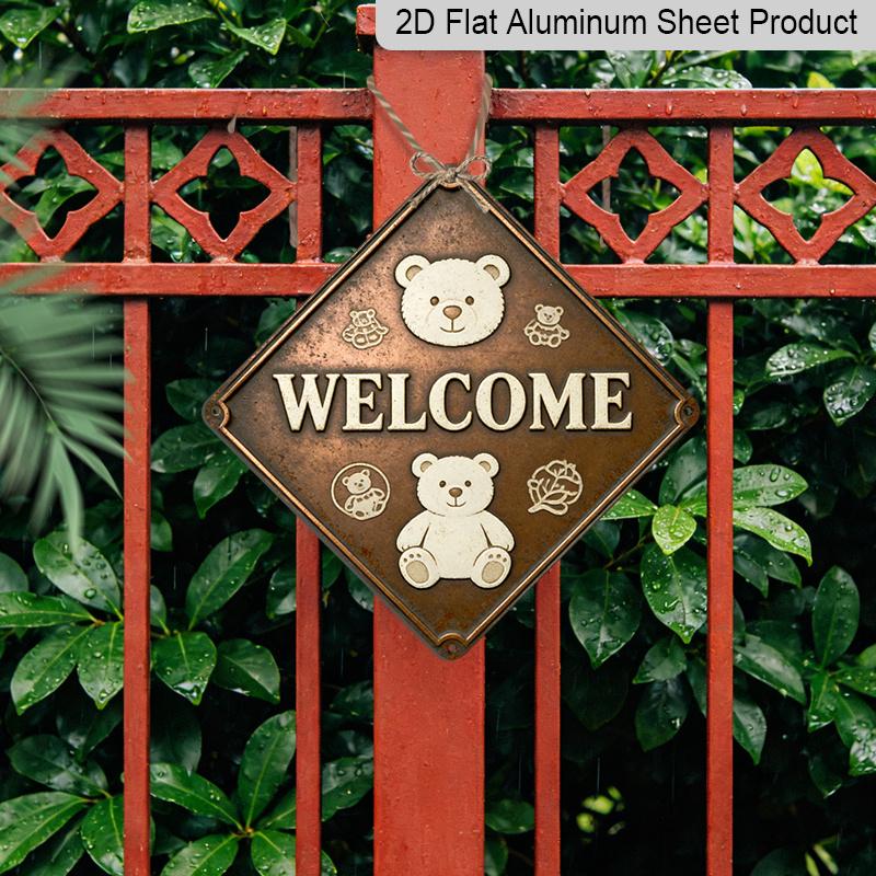 2D Flat, 1pc Vintage Teddy Bear Metal Wall Sign - Cute Bear Themed Retro Room Decor, Aluminum Plaque Suitable for Living Room, Bedroom, Entryway