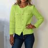 Women's Fashion Casual Single-Breasted Multi-Button Thickened Flower Loose Cardigan Round Neck Long Sleeve Knitted Cardigan Sweater Jacket