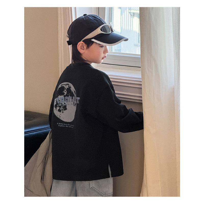 Boys Children Casual Loose Long Sleeve Cotton T Shirt Kids Tops