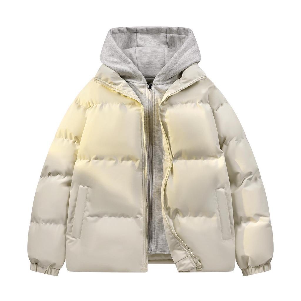 Unisex College-Style Winter Jacket: Trendy Thickened 2025 Faux Two-Piece Cotton Coat