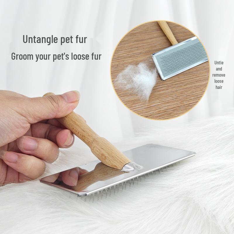 Solid Wood Pet Comb: Detangling and Hair Removal for Dogs & Cats