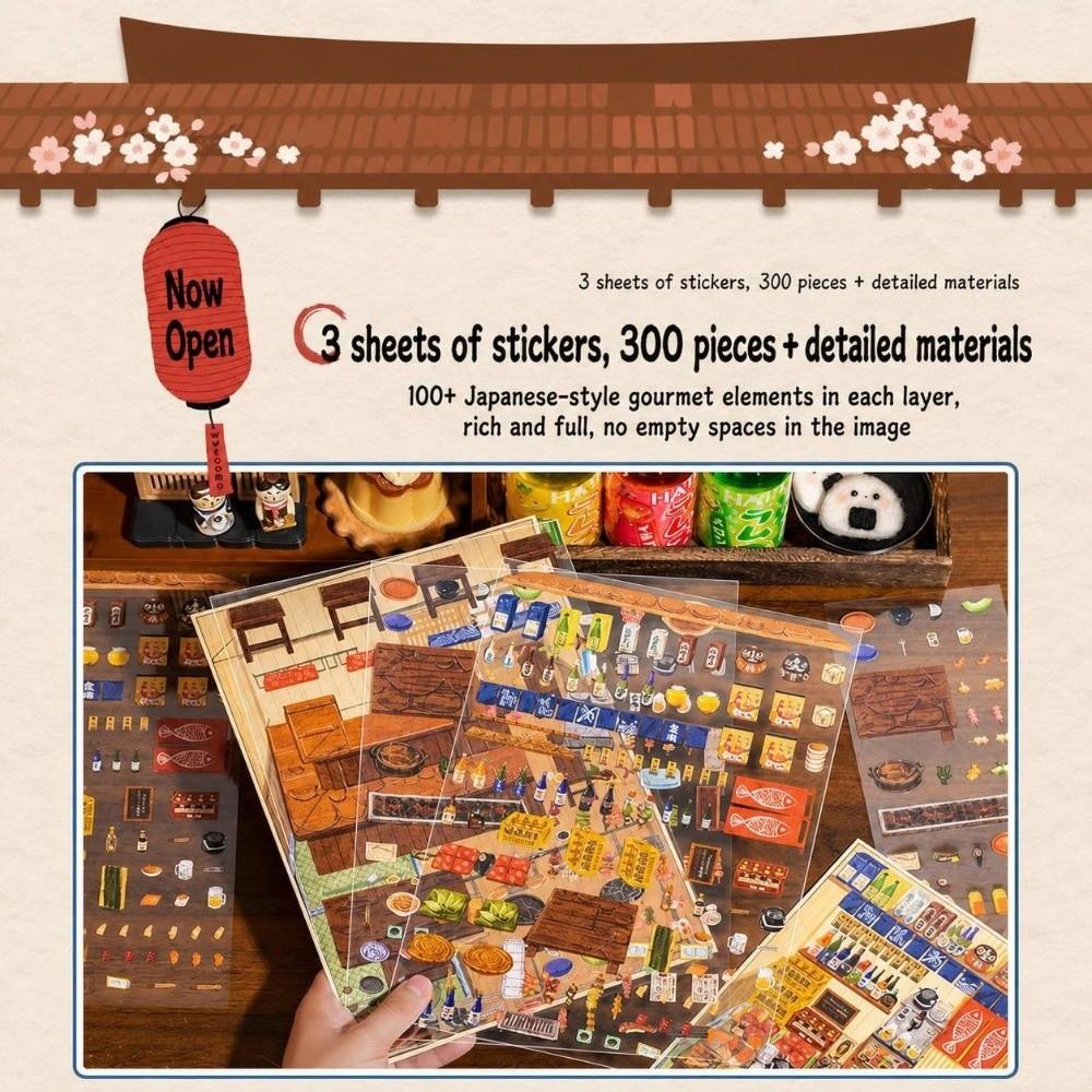 Stress‑relief 3D Miniature Scene Stickers Izakaya Scene DIY Cabin Scene Sticker Toy