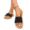 Flat bottom toe straw herringbone light slippers women's summer new large size casual cool slippers