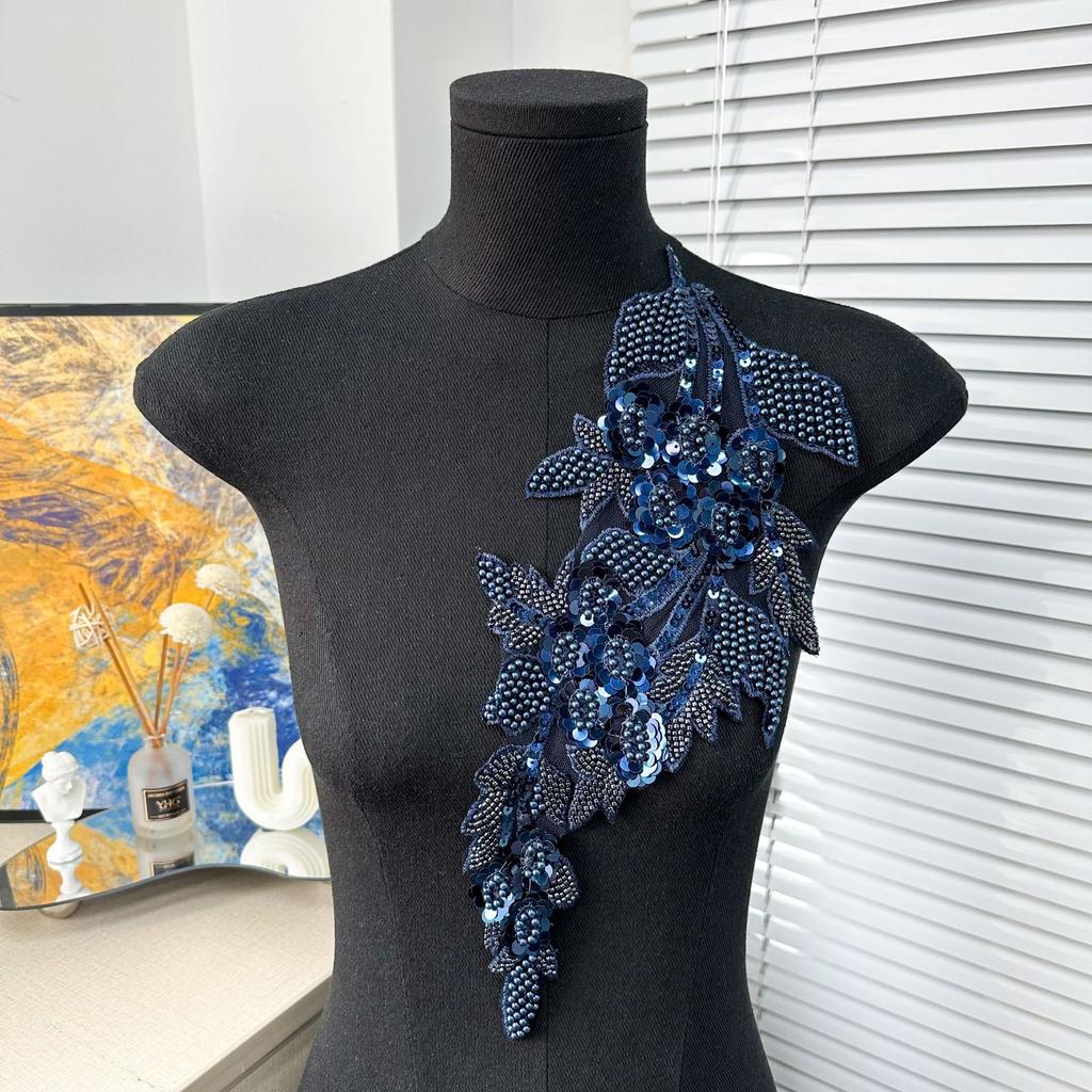 Mesh Sequin Embroidery Diy Applique Wedding Dress Dress Clothing Accessories Decorative Flower Cloth Sticker