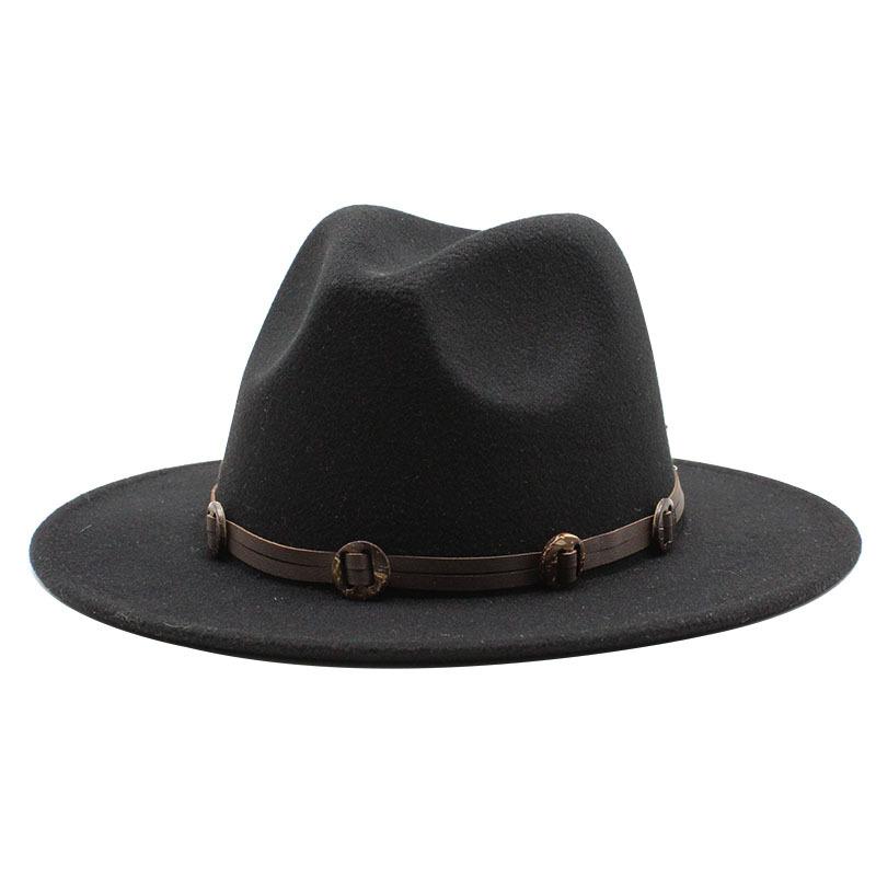 Woolen Top Hat Retro Flat-Brimmed Big Eaves Hat Minority Style Jazz Hat