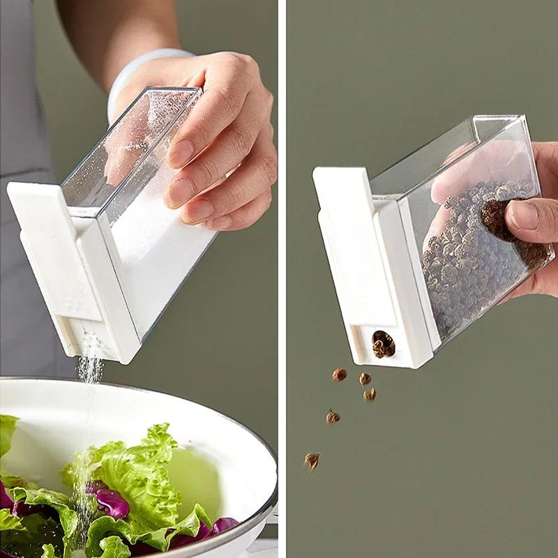 Kitchen Transparent Seasoning Box 4-compartment Salt Sugar Spice Jar Condiment Powder Dispenser Container Kitchen Supplies