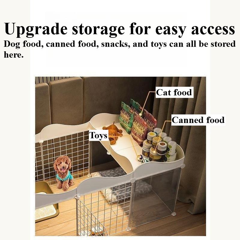 Home Pet Dog Enclosure House Indoor Small Dog Poodle  Fence Isolation Door Dog Cage with Toilet Area Scientificly Divided Den