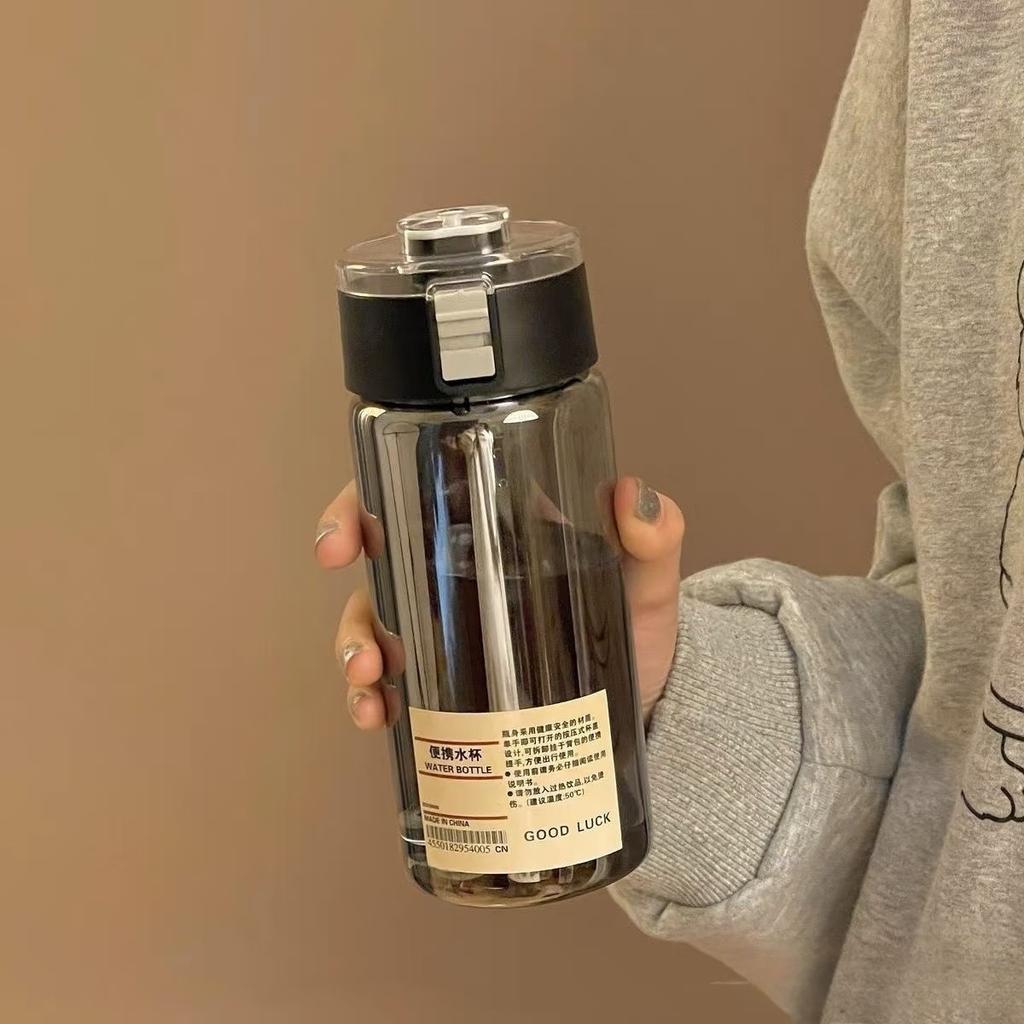 MUJI Style Portable Plastic Cup with Handle and Straw for Student Office Home 350ml 550ml 800ml KTY