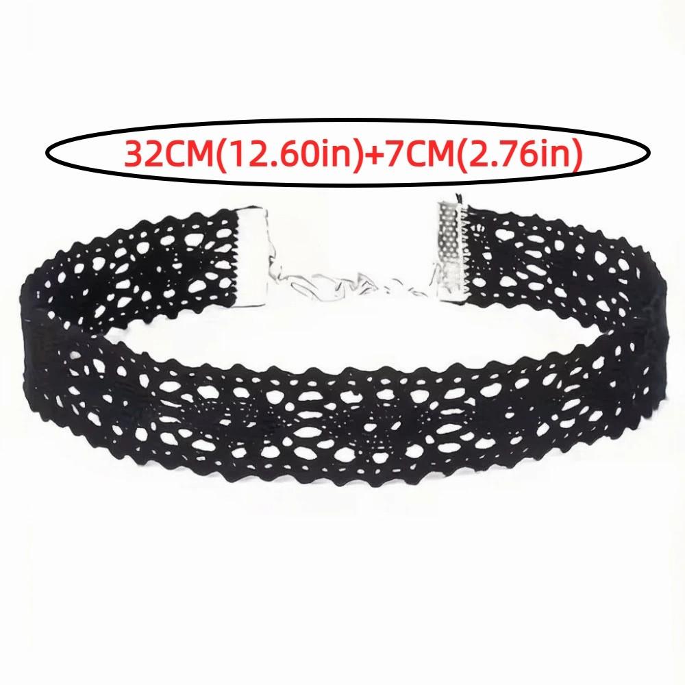 6Pcs/Set Vintage Style Gothic Elastic Necklace Adjustable Punk Necklace Fashion Lace Chokers Daily