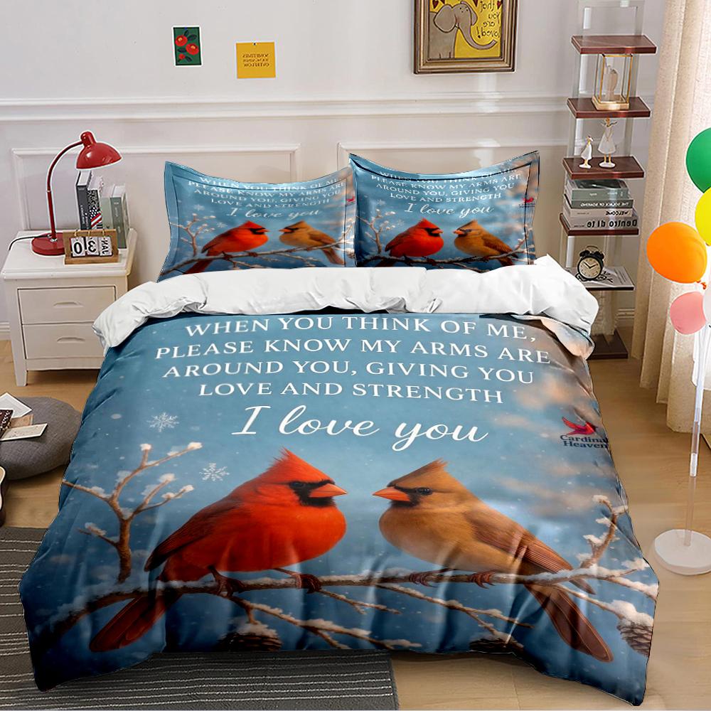 Cardinal Birds Nature Love Quote Bedding Bedding set (1 duvet cover, 2 pillowcases, duvet not included) 135x200cm