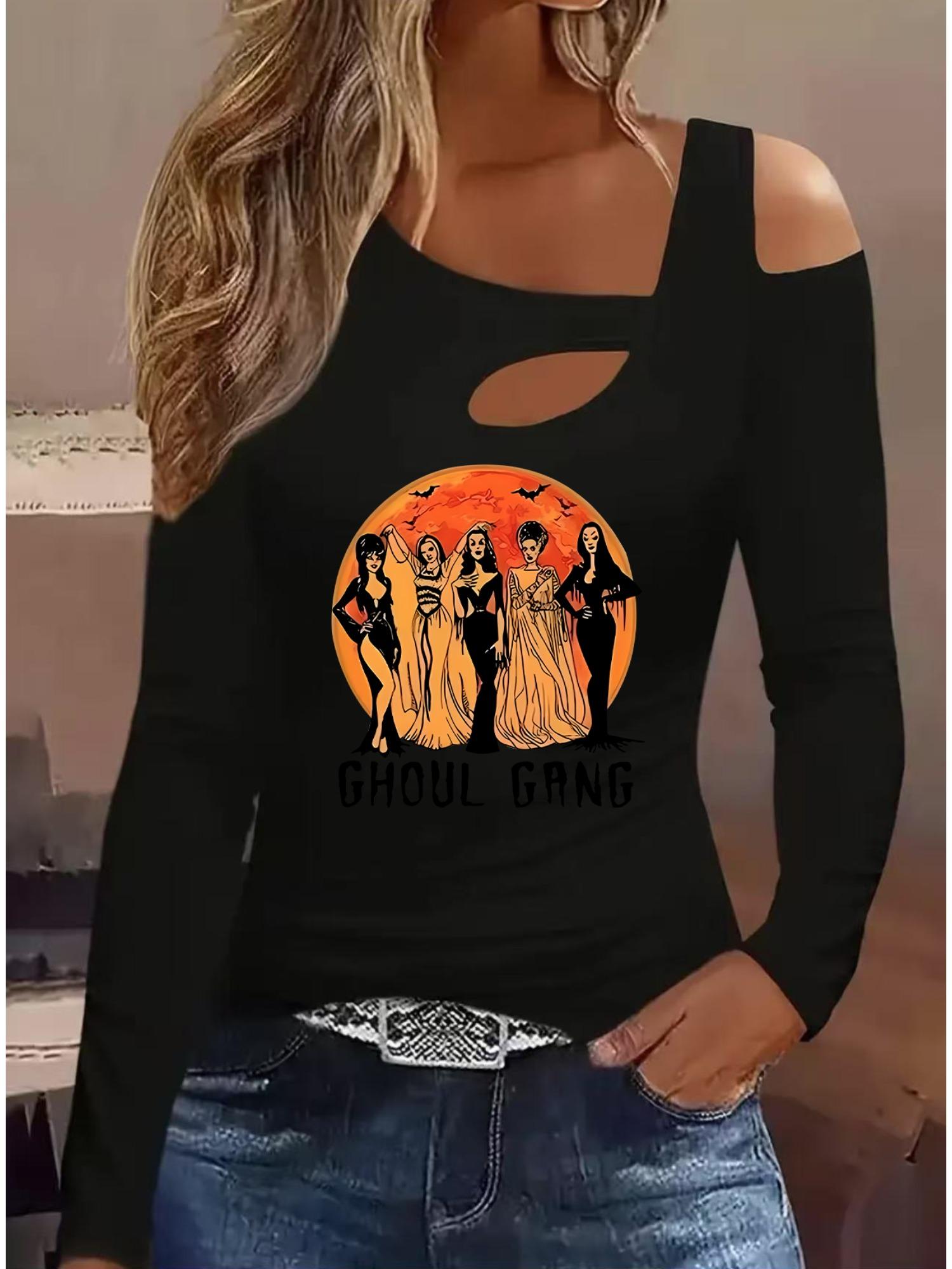 

Модные блузки с живописным принтом, футболки с длинным рукавом, повседневные топы-юбки S чёрный