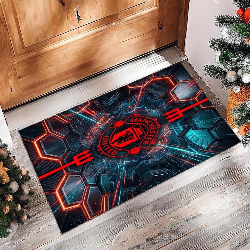 Tappeto in Flanella Stampato Manchester United Antiscivolo Morbido Poliestere Tappeto per Pavimento Tappetino Decorativo per Interni per Camera da Letto Soggiorno Divano
