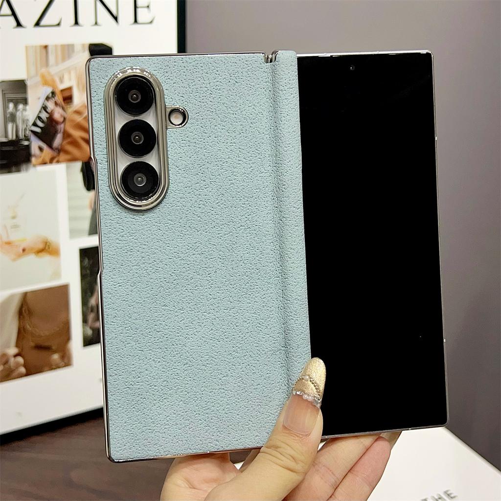 Retro Matte Leather Magnetic with Hinge Plating Phone Case for Samsung Galaxy Z Fold 7 6 5 4 for Magsafe Wireless Charging Cover