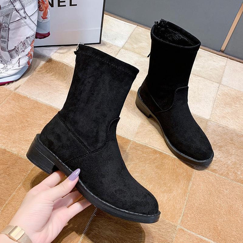 Large size velvet short boots women's new autumn and winter thick heel Martin boots femininity cotton shoes