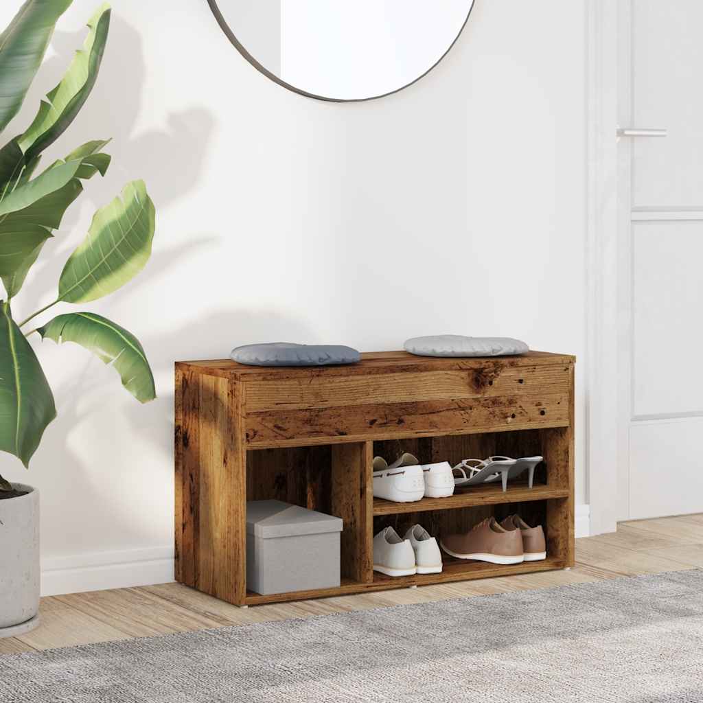Shoe Bench Vintage Wood Look 80 x 30 x 45 cm Engineered Wood