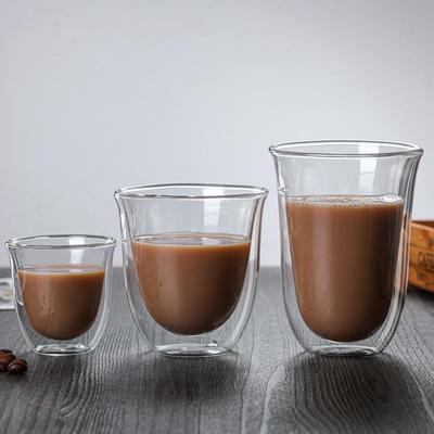 Double Wall High Borosilicate Glass Coffee Cup - Insulated Transparent Design for Hot Beverages